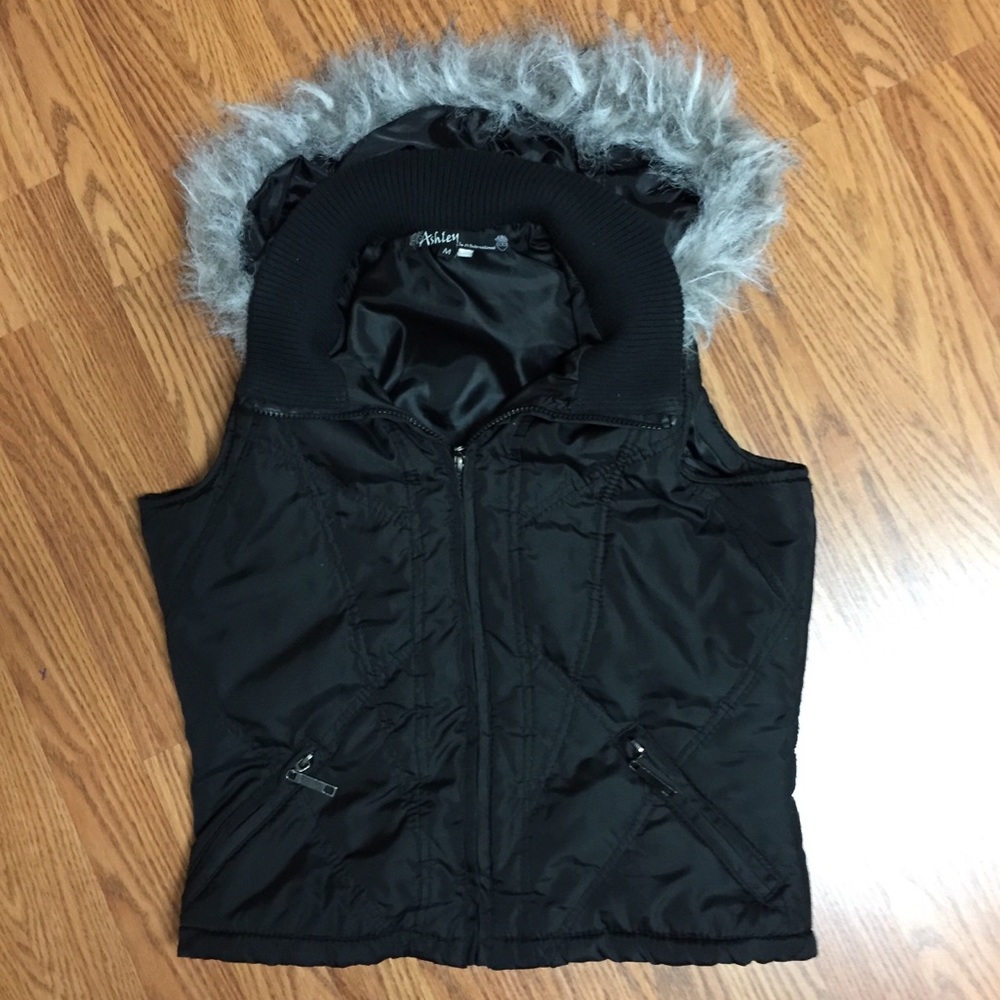 Ski Vest with fur lined hood by Ashley size M